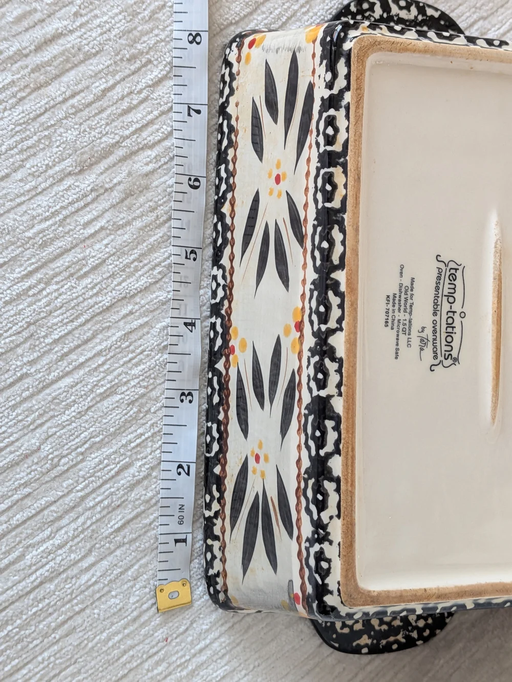Presentable Ovenware By Tara Ceramic Baking Dish in Old World Black Hand Painted